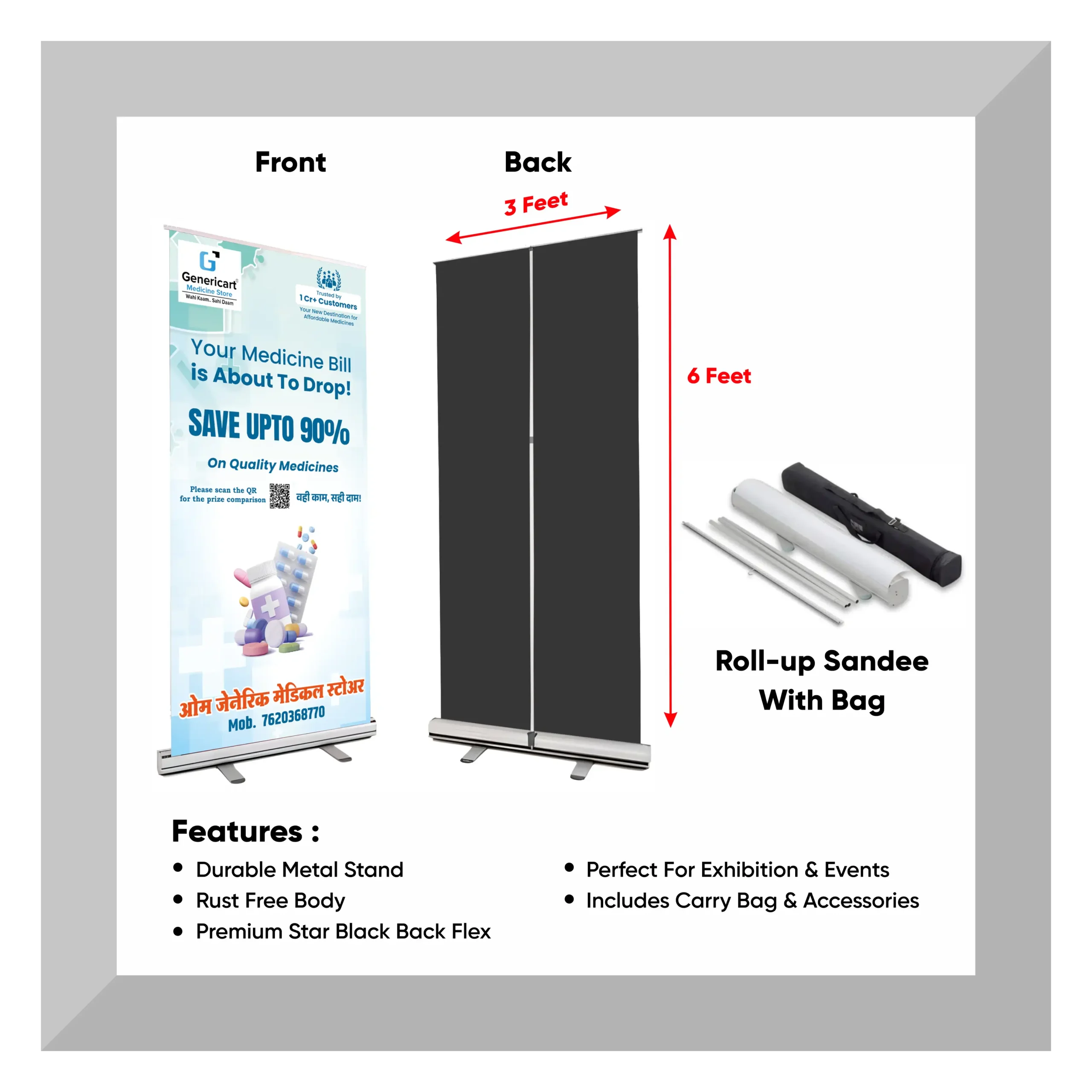 Rollup Star Flex Standee with Metal Stand